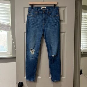 Madewell 9” high rise skinny crop distressed jeans